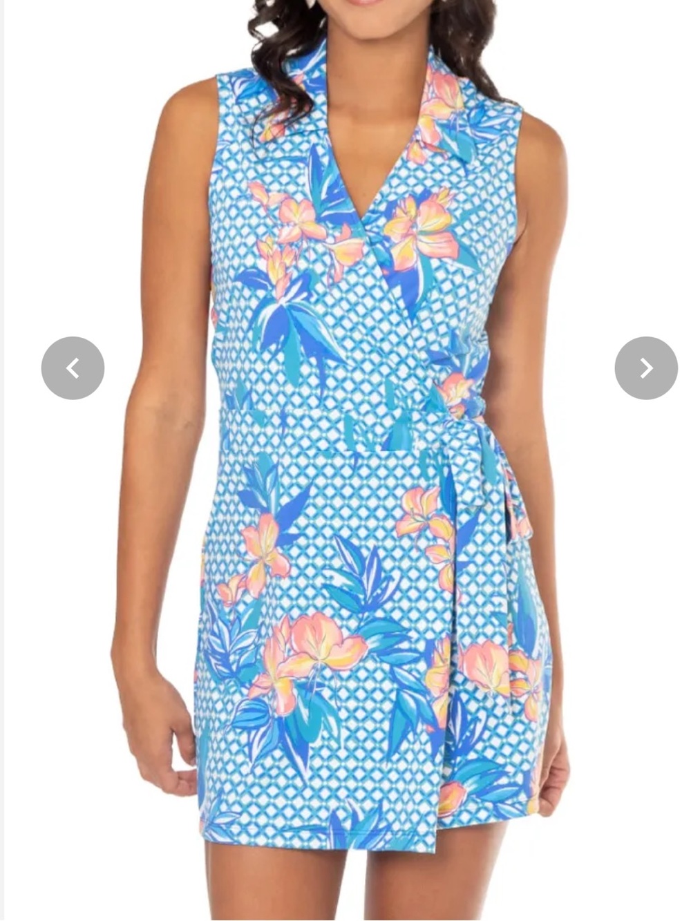 TORI RICHARD Ornamental Jessie Soft Stretch Lucy Blue Romper Tropical Sz L